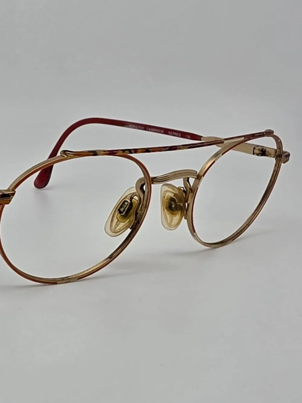 Luxottica Cambridge GEP Gold Red Aviator Sunglasses Frame w Flexhinge Italy 50mm